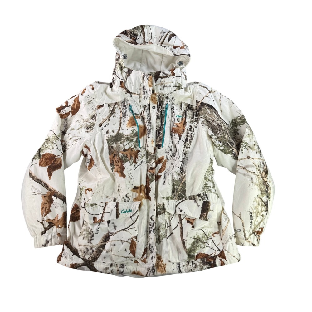 Cabela's Hunting Jacket Womens 2XL White Zonz Woodlands Snow Camo 4MOST